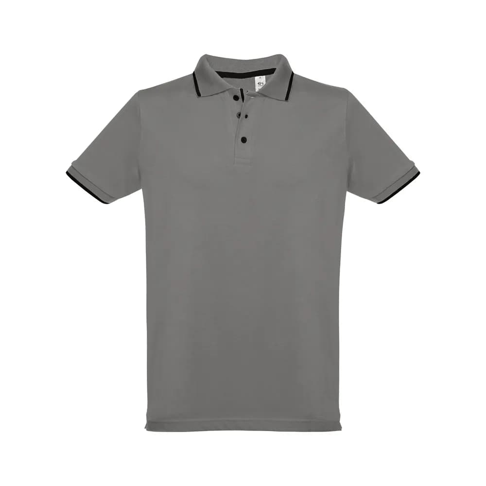 Zweifarbiges Baumwoll-Poloshirt für Herren - THC ROME - Grau