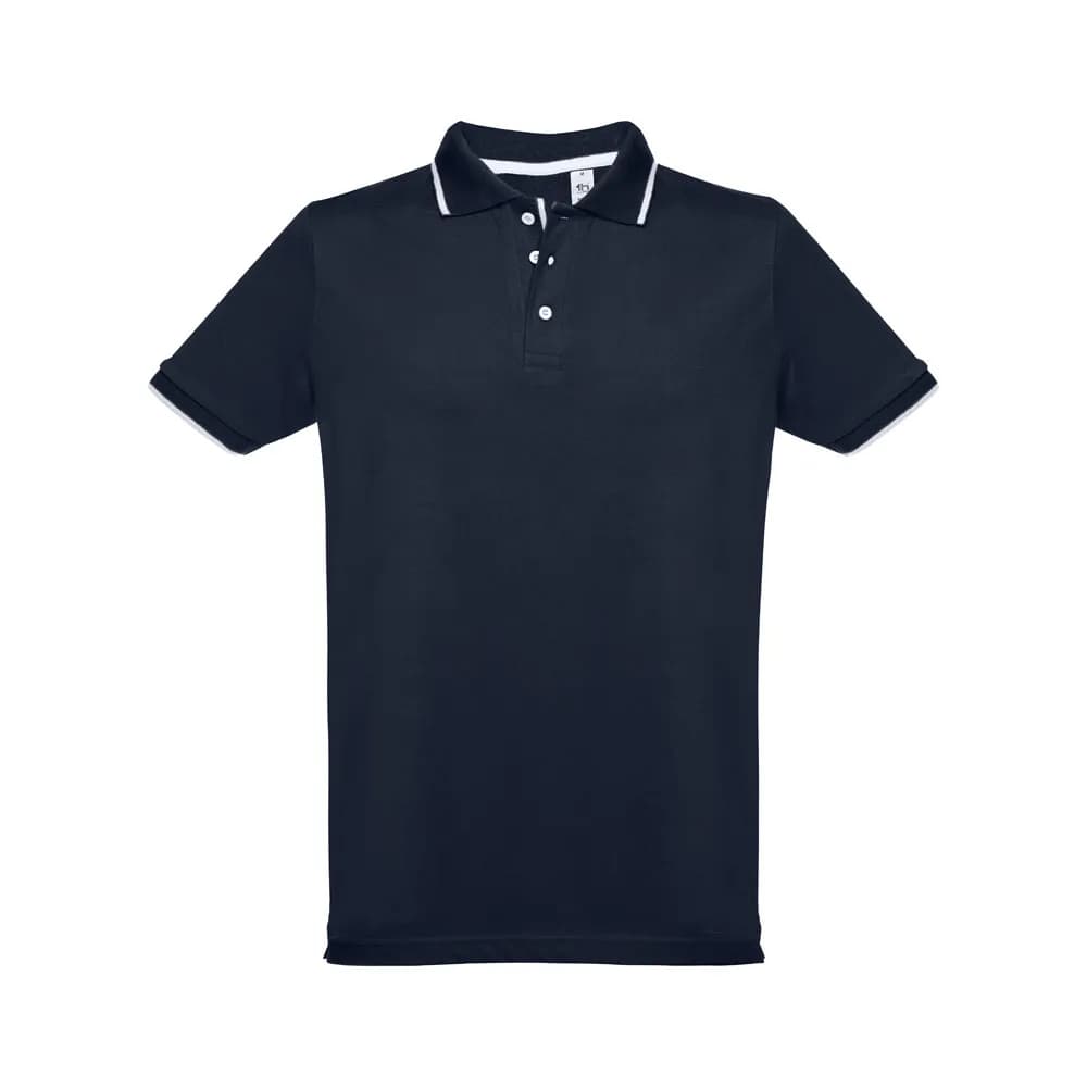 Zweifarbiges Baumwoll-Poloshirt für Herren - THC ROME - Dunkelblau