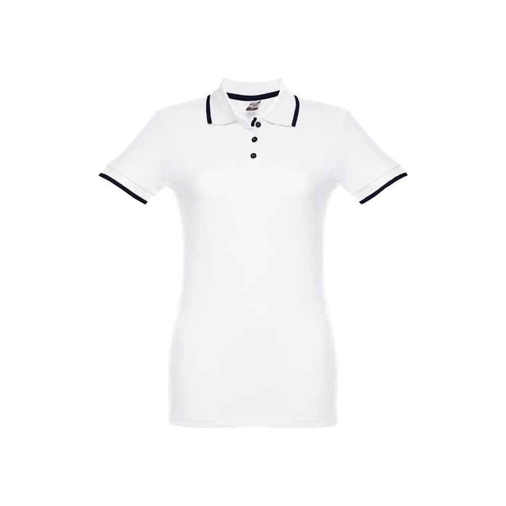 Zweifarbiges Baumwoll-Poloshirt für Damen - THC ROME WOMEN WH - Weiß