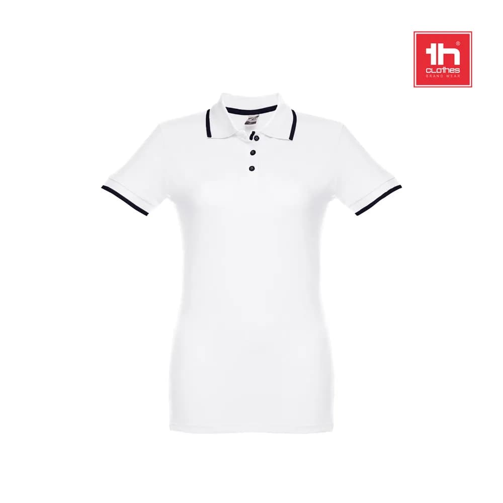 Zweifarbiges Baumwoll-Poloshirt für Damen - THC ROME WOMEN WH - Weiß