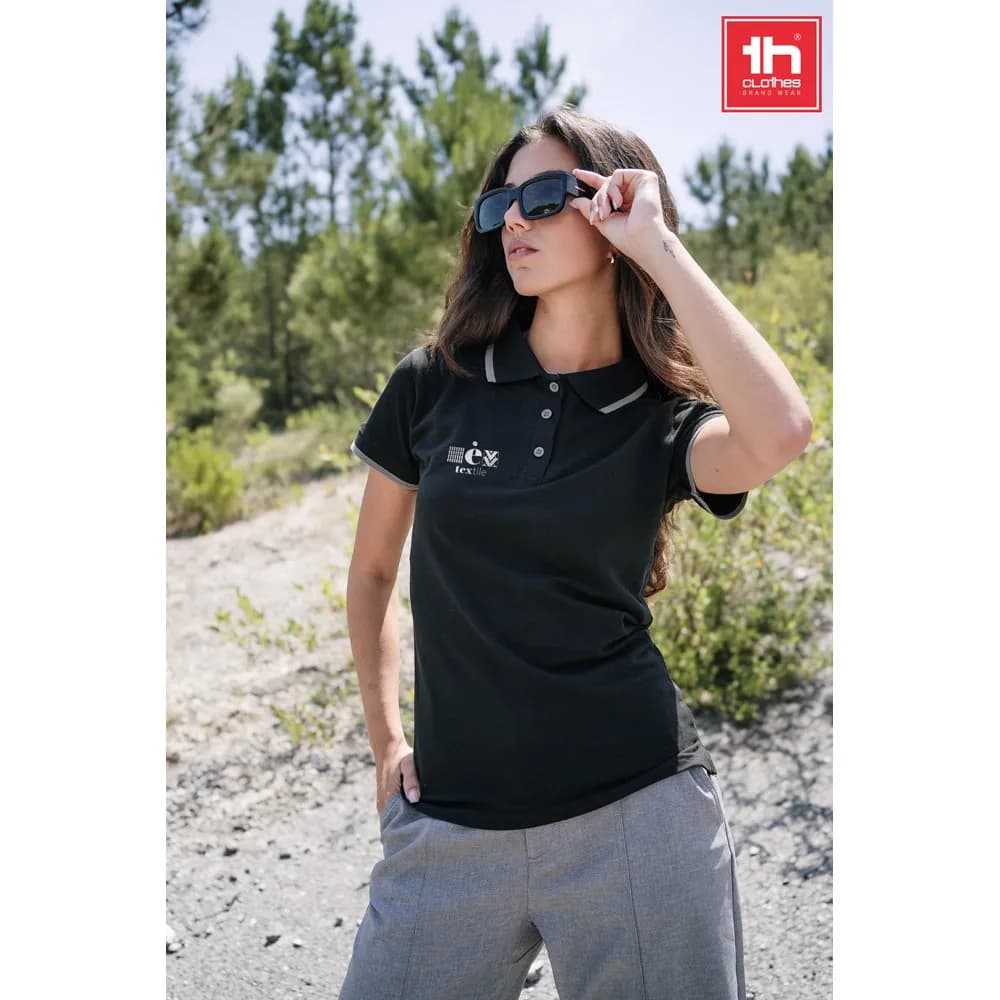 Slim fit Damen Poloshirt - THC ROME WOMEN - Schwarz