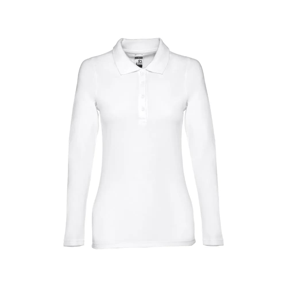 Langärmeliges Poloshirt für Damen aus kardierter Baumwolle - THC BERN WOMEN WH - Weiß