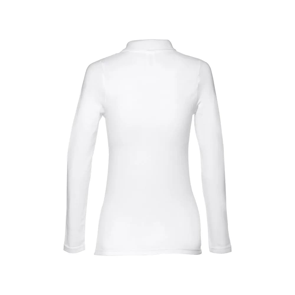 Langärmeliges Poloshirt für Damen aus kardierter Baumwolle - THC BERN WOMEN WH - Weiß