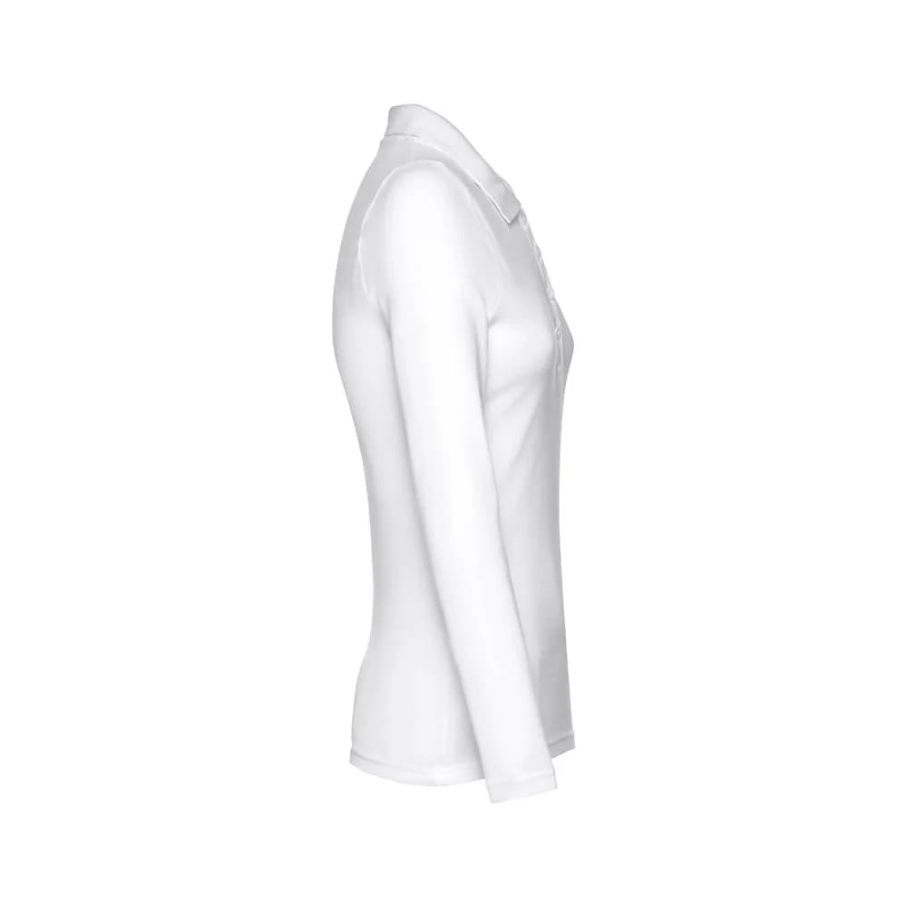 Langärmeliges Poloshirt für Damen aus kardierter Baumwolle - THC BERN WOMEN WH - Weiß
