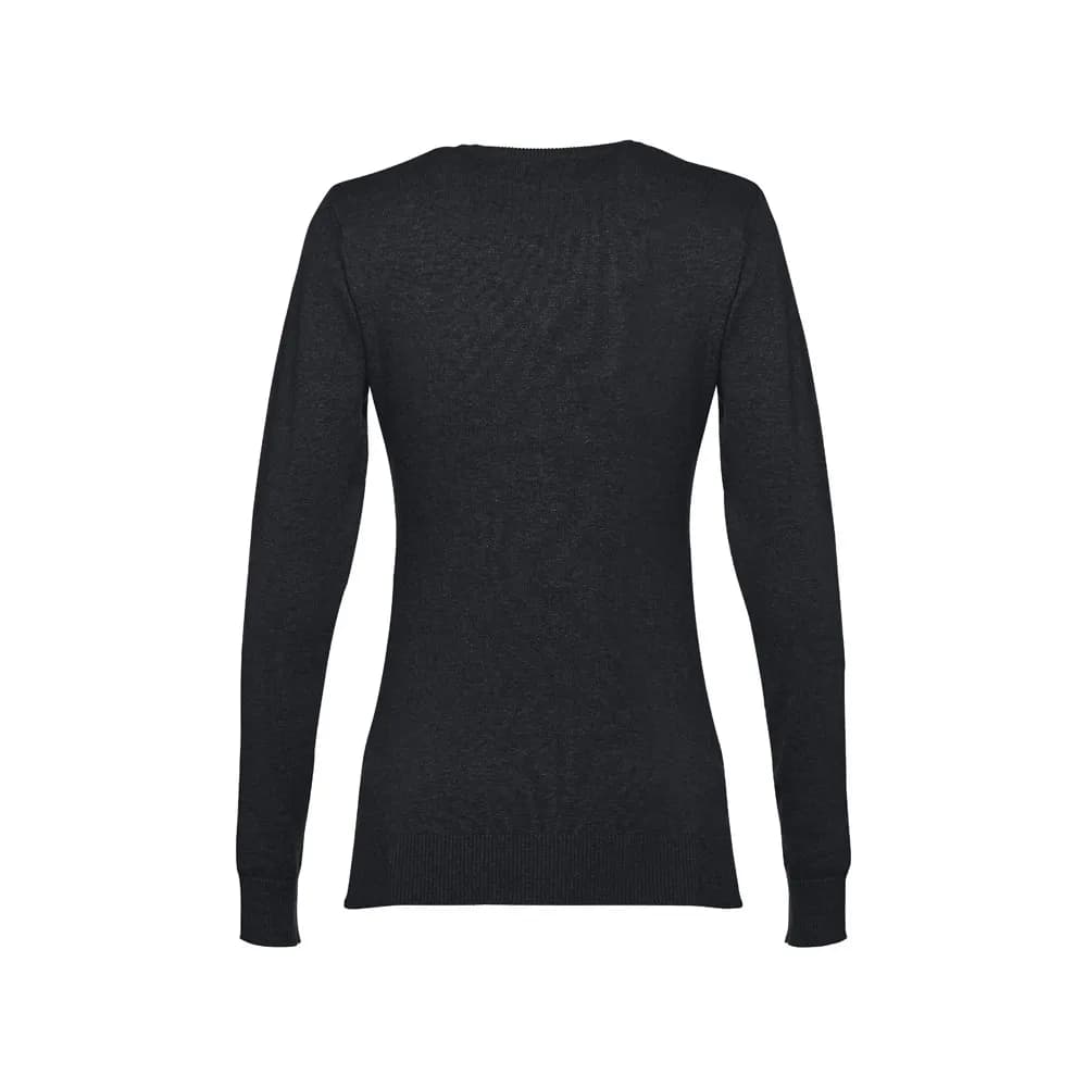 Pullover mit V-Ausschnitt für Damen aus Baumwolle und Polyamid - THC MILAN WOMEN - Schwarz
