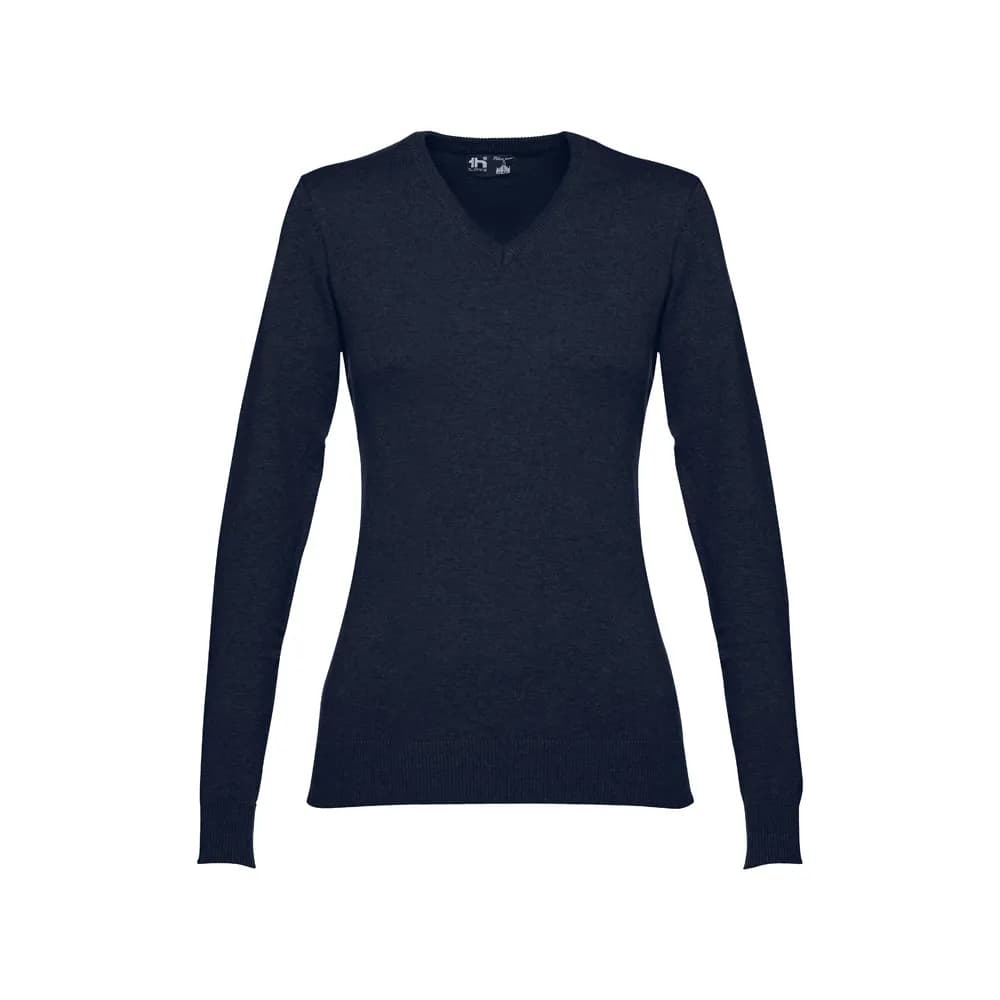 Pullover mit V-Ausschnitt für Damen aus Baumwolle und Polyamid - THC MILAN WOMEN - Dunkelblau