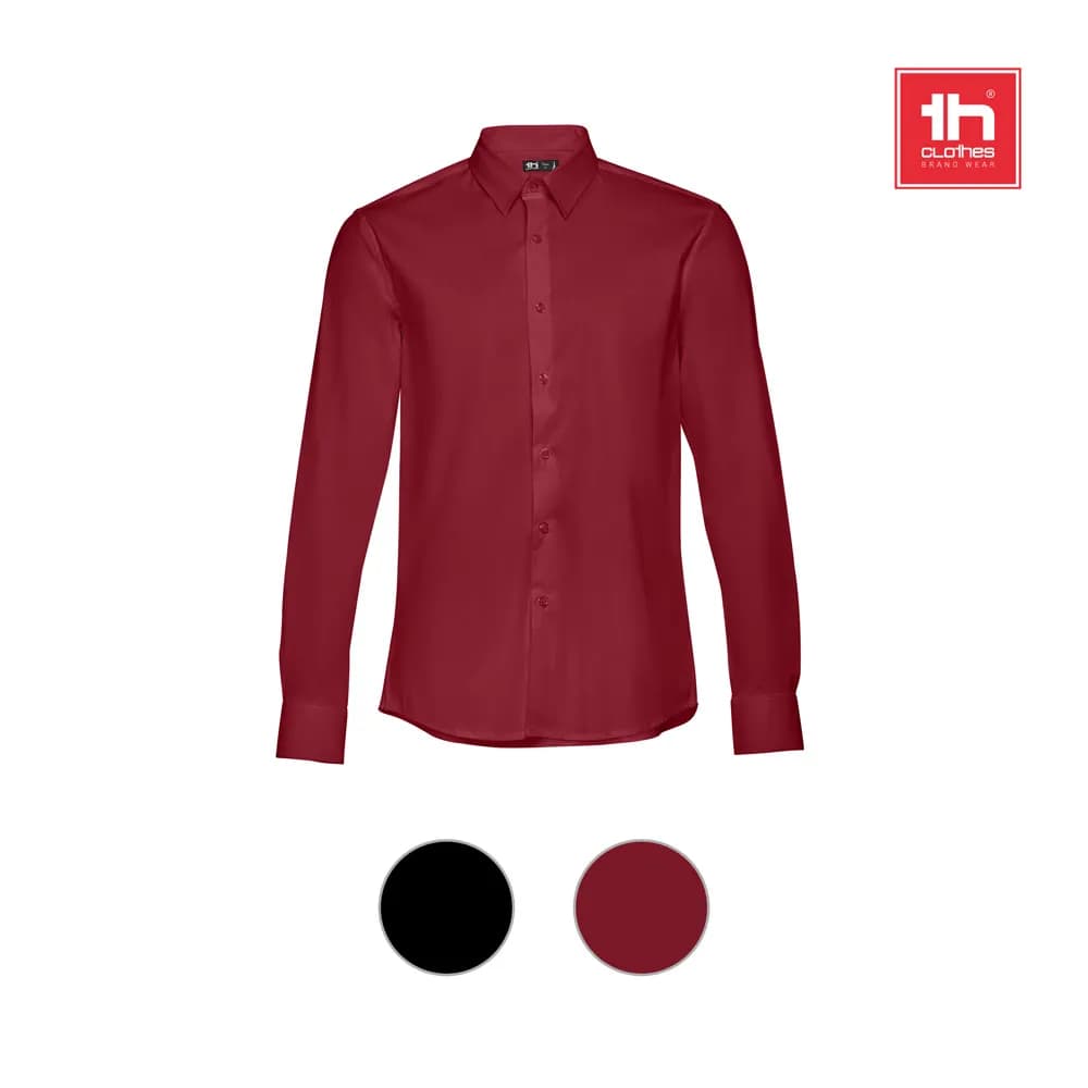 Langärmeliges Popeline-Hemd für Herren - THC PARIS - Schwarz