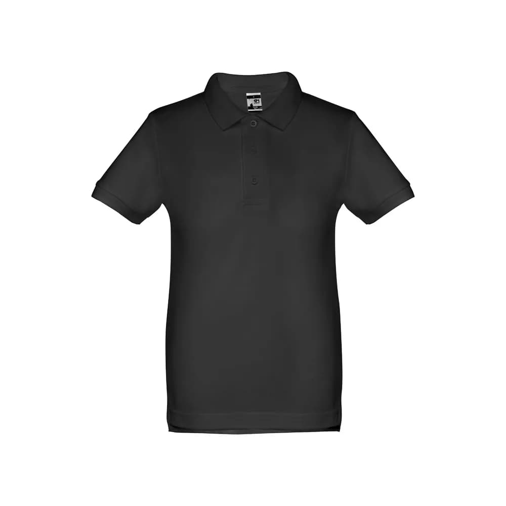 Kurzärmeliges Baumwoll-Poloshirt für Kinder (unisex) - THC ADAM KIDS - Schwarz