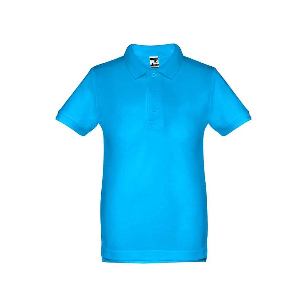 Kurzärmeliges Baumwoll-Poloshirt für Kinder (unisex) - THC ADAM KIDS - Wasserblau