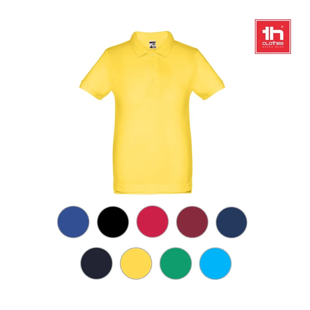 Kurzärmeliges Baumwoll-Poloshirt für Kinder (unisex) - THC ADAM KIDS - Schwarz