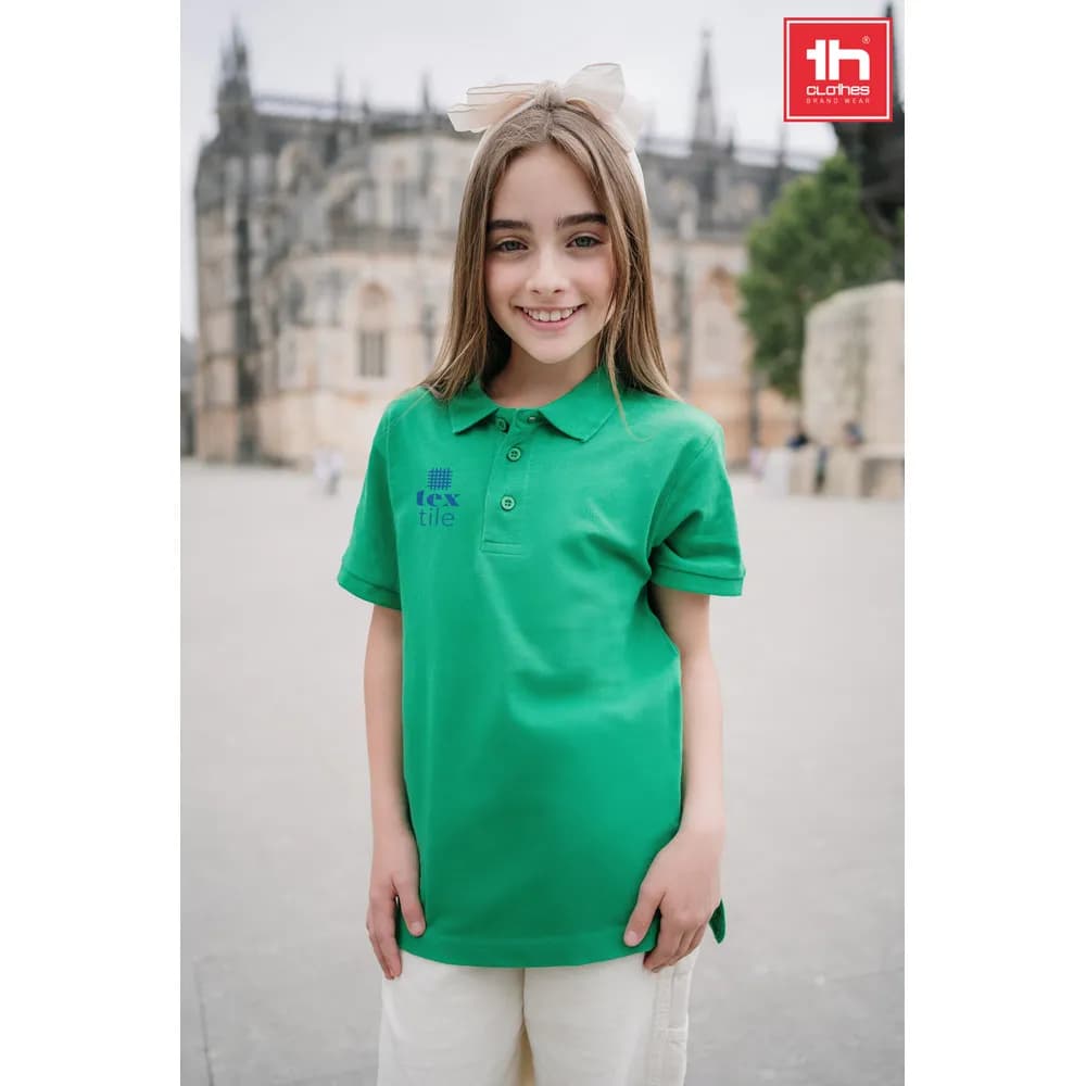Kurzärmeliges Baumwoll-Poloshirt für Kinder (unisex) - THC ADAM KIDS - Schwarz