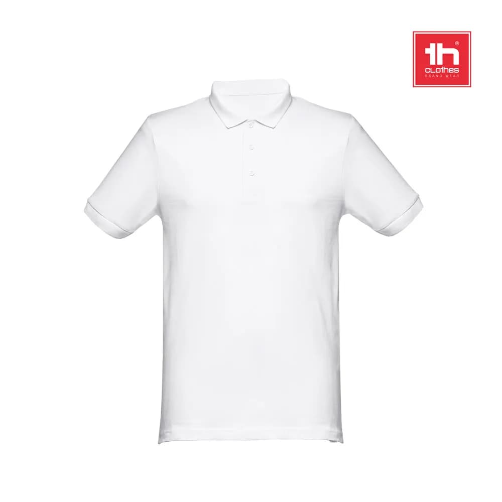 Kurzarm-Poloshirt für Herren aus kardierter Baumwolle - THC MONACO WH - Weiß