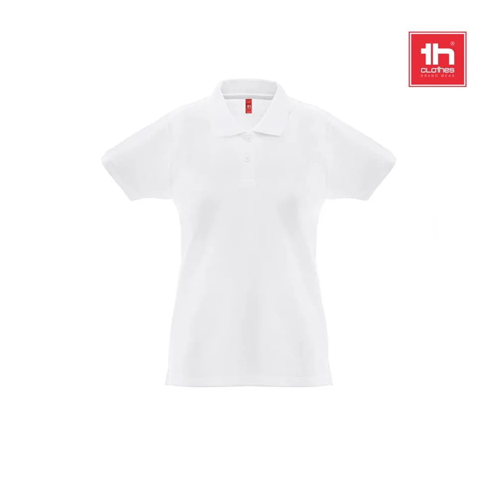 Kurzarm-Poloshirt für Damen aus kardierter Baumwolle - THC MONACO WOMEN WH - Weiß
