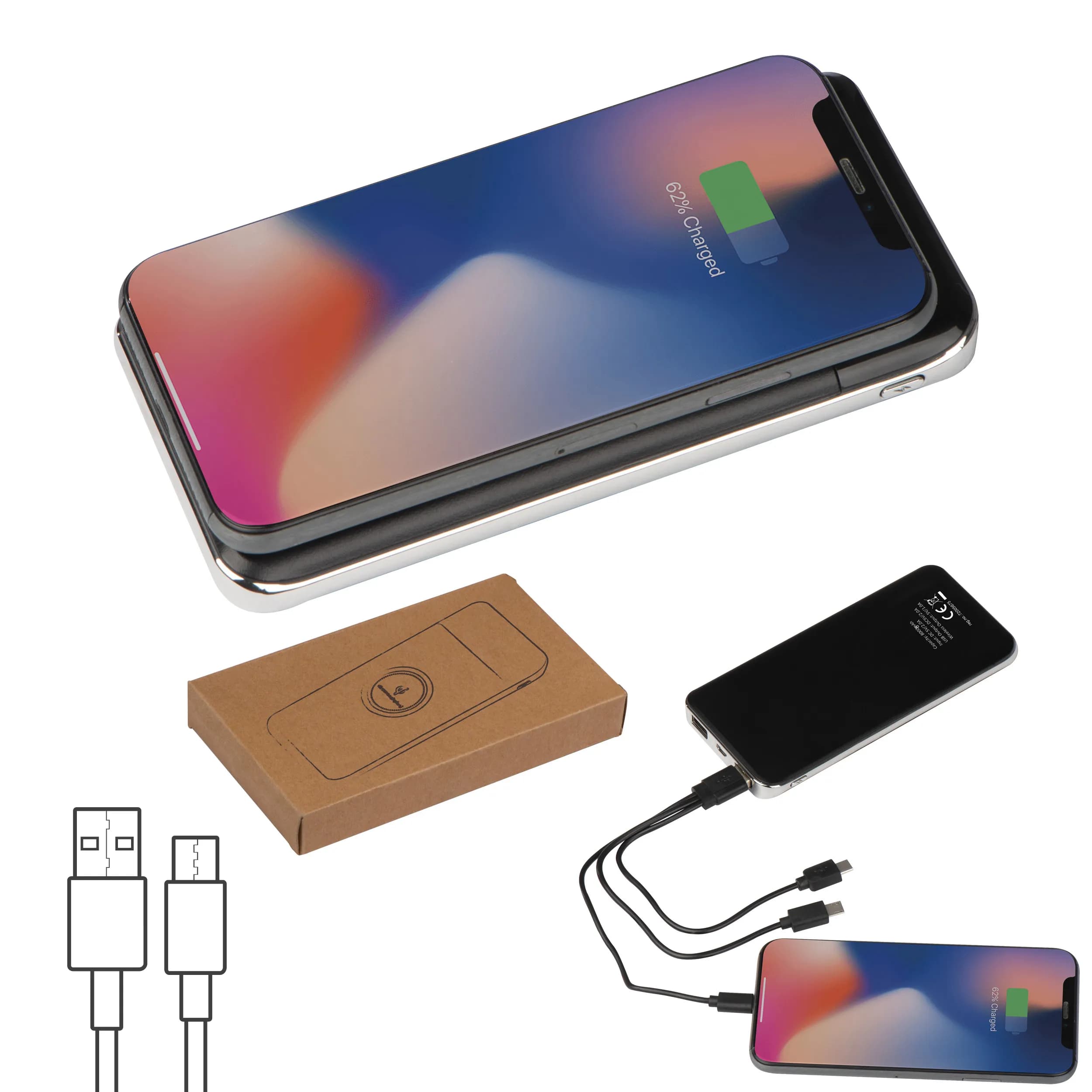Powerbank mit Induktionsladefunktion 8.000mAh SEBASTIANO - schwarz