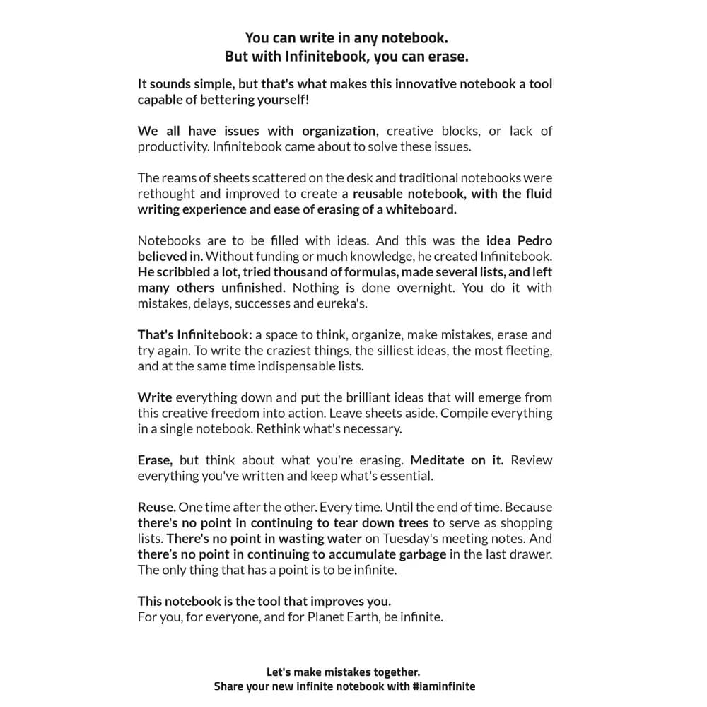 Infinitebook mit flexiblem Einband und 15 linierten Whiteboard-Seiten - INFINITEBOOK LINED A5 - Schwarz