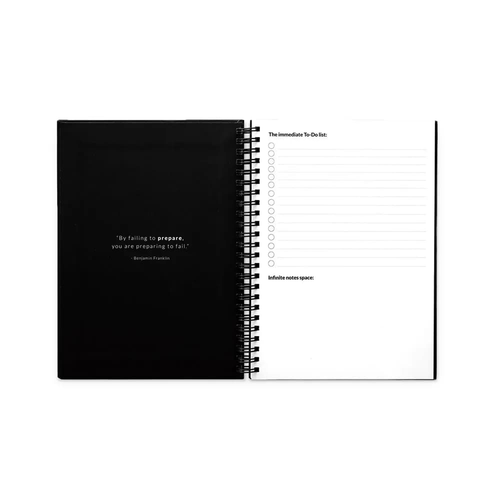 Set bestehend aus einem Infinity Tagebuch, Reinigungsset, Marker und Markerhalter - STARTER KIT INFINITE PLANNER A5 - Schwarz