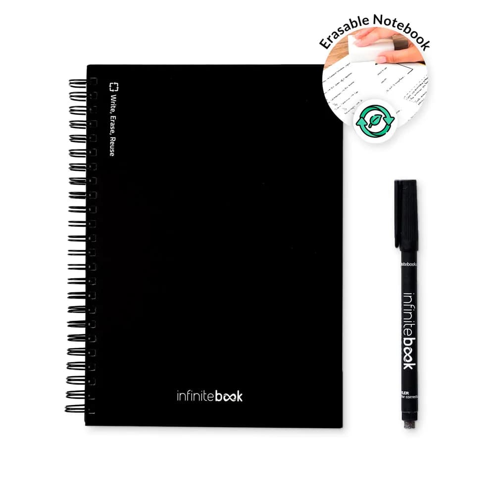 Kit bestehend aus einem Infinitebook, Reinigungsset, Marker und Markerhalter - STARTER KIT INFINITEBOOK A5 - Schwarz