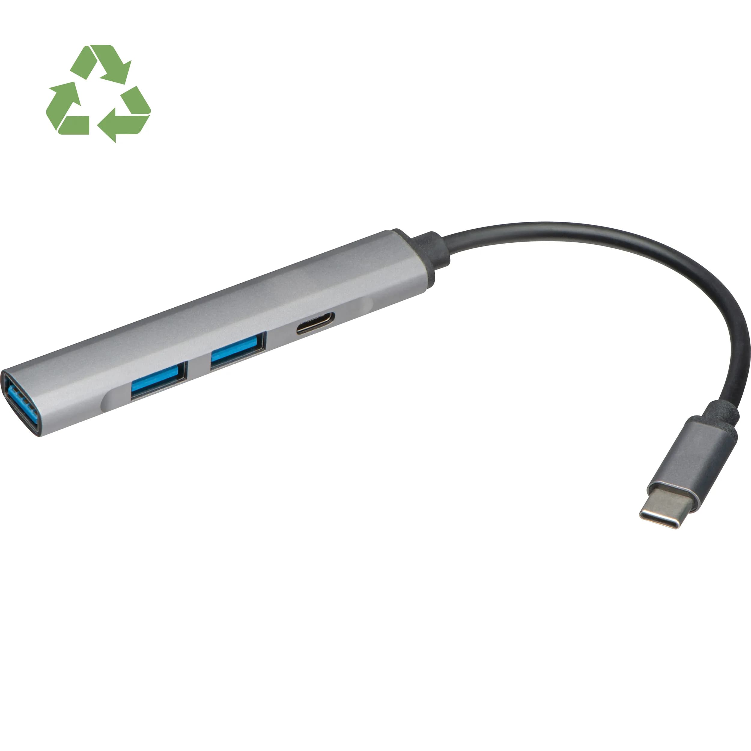 USB Hub aus recyceltem Aluminium HILDEGARDA - grau