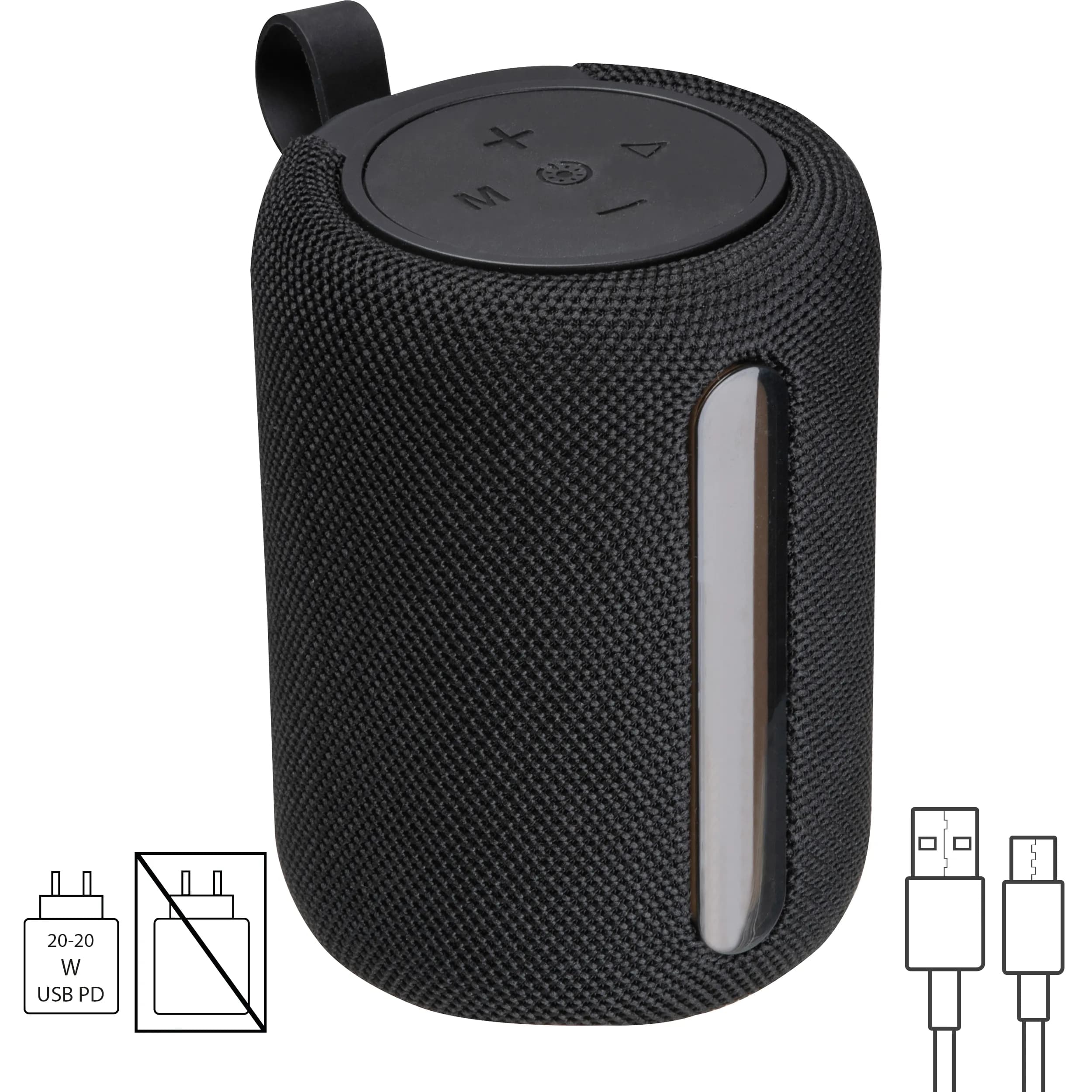 Lautsprecher mit LED Licht, rund GRETA - schwarz