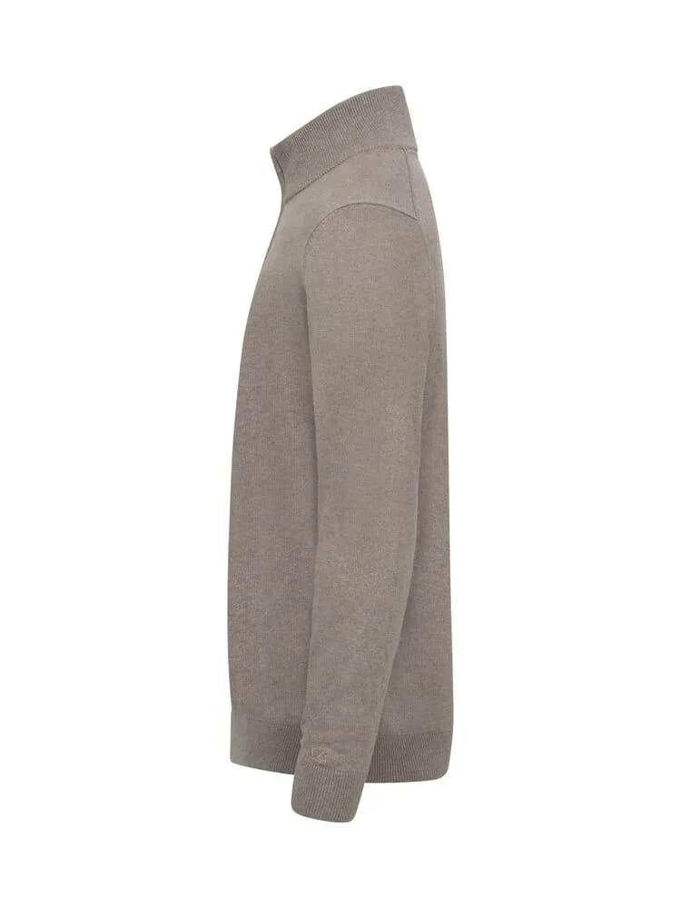 Oakville Half Zip Sweater Men - Nougat Melange