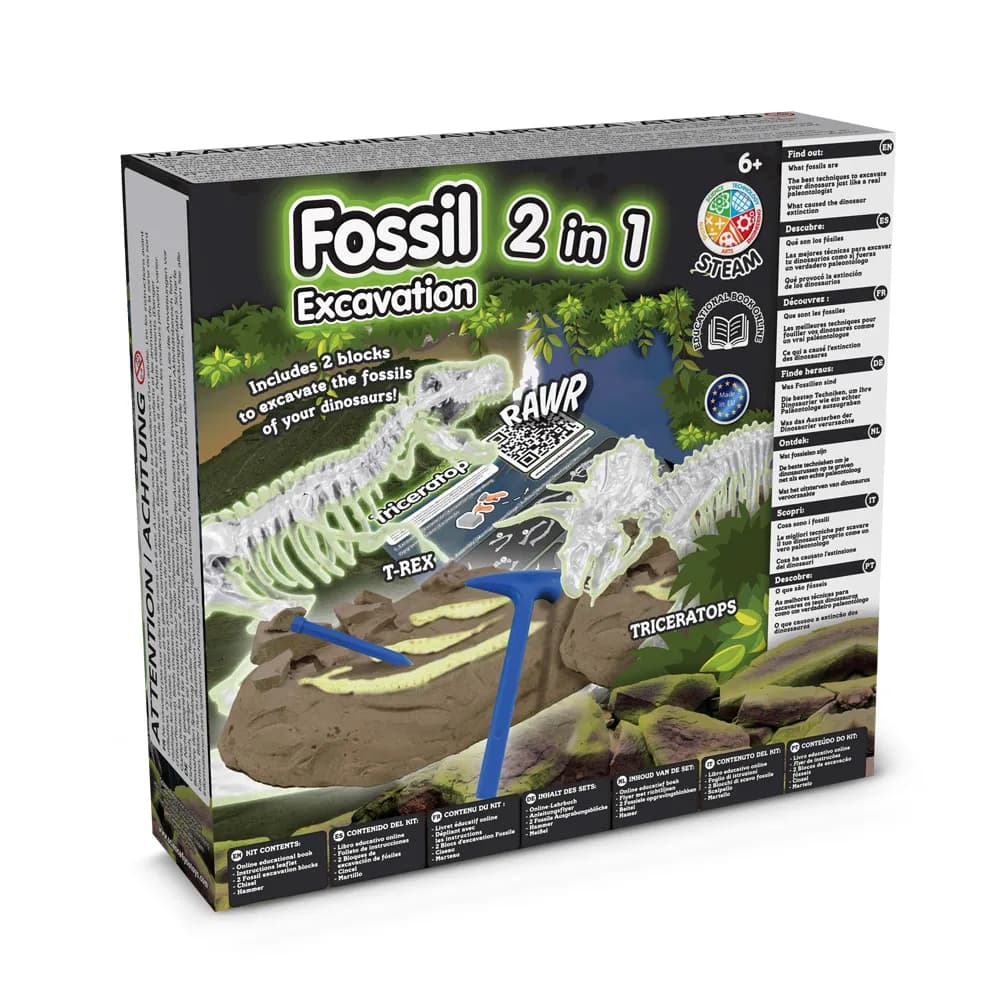 Lernspiel für Kinder - 2 in 1 Fossil Excavation Kit I - Gemischt
