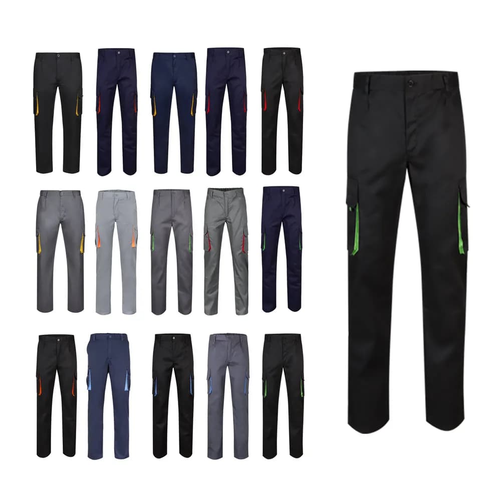 Zweifarbige Twill-Hose mit mehreren Taschen (200 g/m²), aus Baumwolle (35 %) und Polyester (65 %) - VL HYPNOS - Schwarz