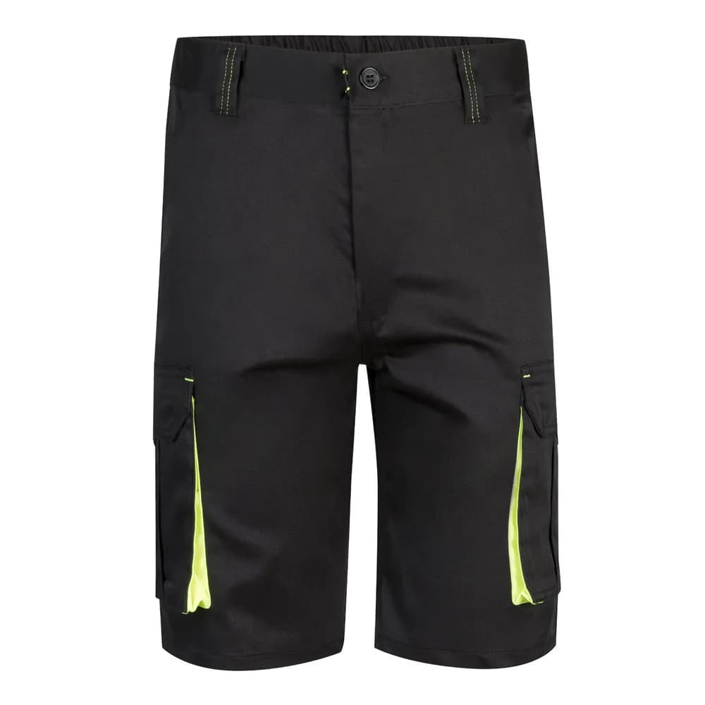 Zweifarbige Stretch-Bermudashorts mit mehreren Taschen (240 g/m²) aus Baumwolle (46 %), EME (38 %) und Polyester (16 %) - VL HEMERA - Schwarz