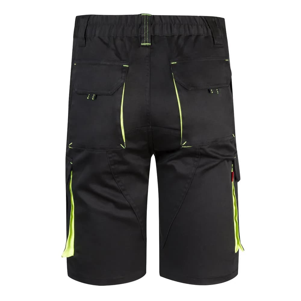 Zweifarbige Stretch-Bermudashorts mit mehreren Taschen (240 g/m²) aus Baumwolle (46 %), EME (38 %) und Polyester (16 %) - VL HEMERA - Schwarz