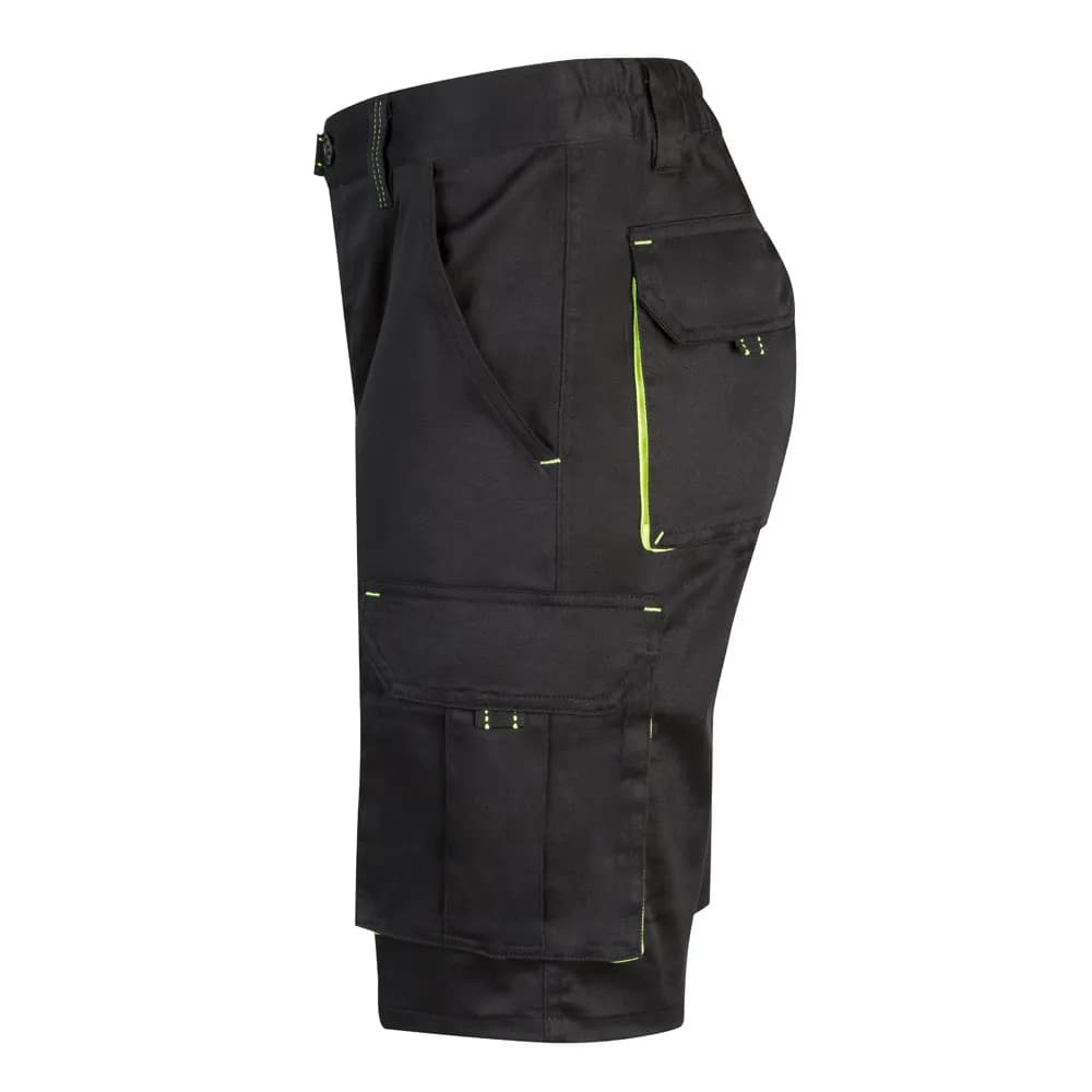 Zweifarbige Stretch-Bermudashorts mit mehreren Taschen (240 g/m²) aus Baumwolle (46 %), EME (38 %) und Polyester (16 %) - VL HEMERA - Schwarz