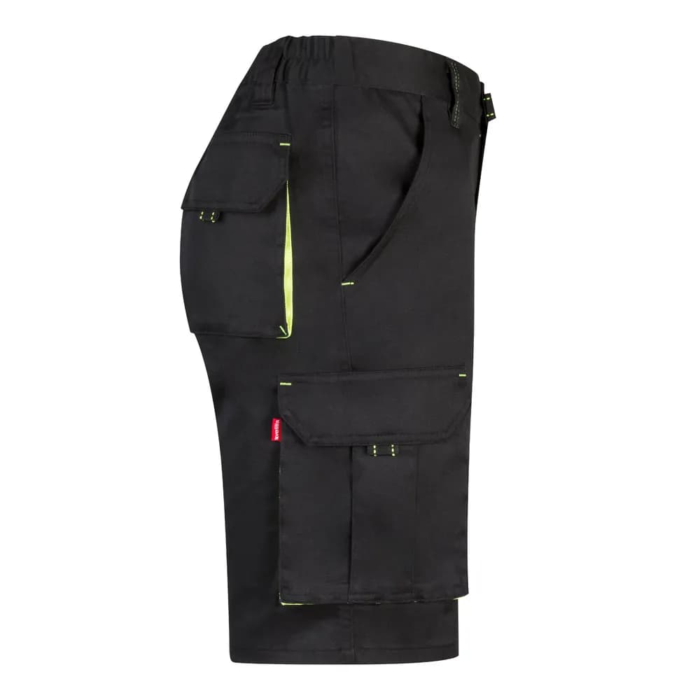 Zweifarbige Stretch-Bermudashorts mit mehreren Taschen (240 g/m²) aus Baumwolle (46 %), EME (38 %) und Polyester (16 %) - VL HEMERA - Schwarz