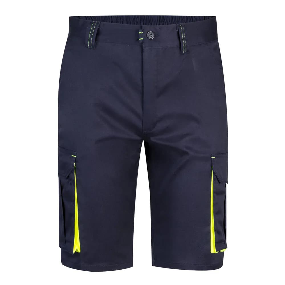 Zweifarbige Stretch-Bermudashorts mit mehreren Taschen (240 g/m²) aus Baumwolle (46 %), EME (38 %) und Polyester (16 %) - VL HEMERA - Marineblau