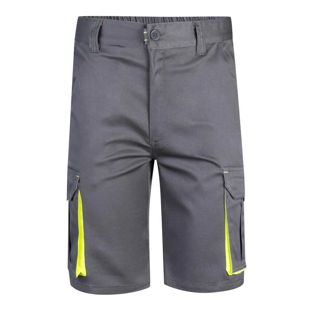 Zweifarbige Stretch-Bermudashorts mit mehreren Taschen (240 g/m²) aus Baumwolle (46 %), EME (38 %) und Polyester (16 %) - VL HEMERA - Grau