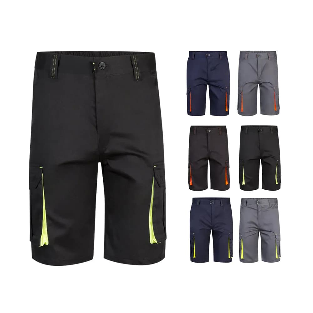 Zweifarbige Stretch-Bermudashorts mit mehreren Taschen (240 g/m²) aus Baumwolle (46 %), EME (38 %) und Polyester (16 %) - VL HEMERA - Schwarz