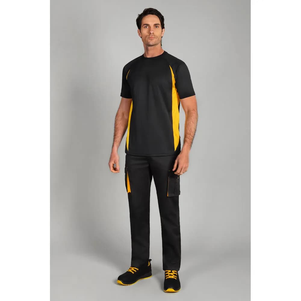 Zweifarbiges technisches T-Shirt mit Bird-Eye-Design (160 g/m²), aus Polyester (100%) - VL SLAYER - Schwarz