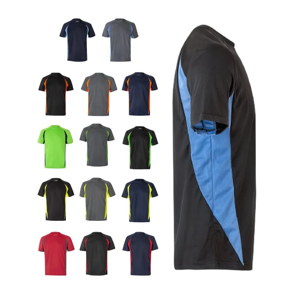 Zweifarbiges technisches T-Shirt mit Bird-Eye-Design (160 g/m²), aus Polyester (100%) - VL SLAYER - Schwarz