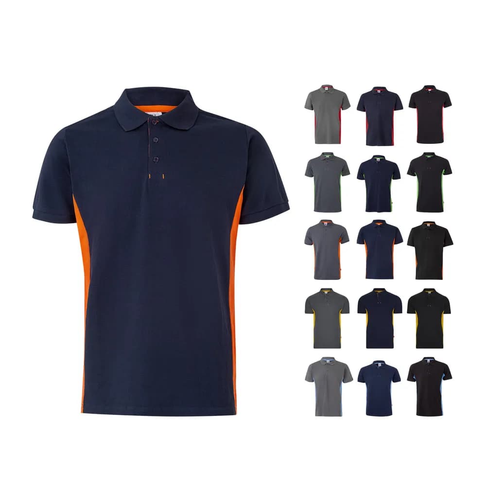 Zweifarbiges Piqué-Poloshirt (180 g/m²), kurzärmelig, aus Baumwolle (60%) und Polyester (40%) - VL SUPAY - Schwarz