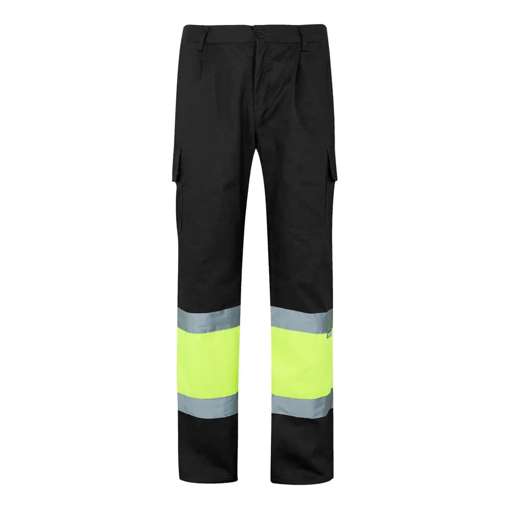 Zweifarbige Hose aus Twill (210 g/m²), gefüttert, mit mehreren Taschen, aus Baumwolle (20%) und Polyester (80%) - VL ATHENA - Schwarz