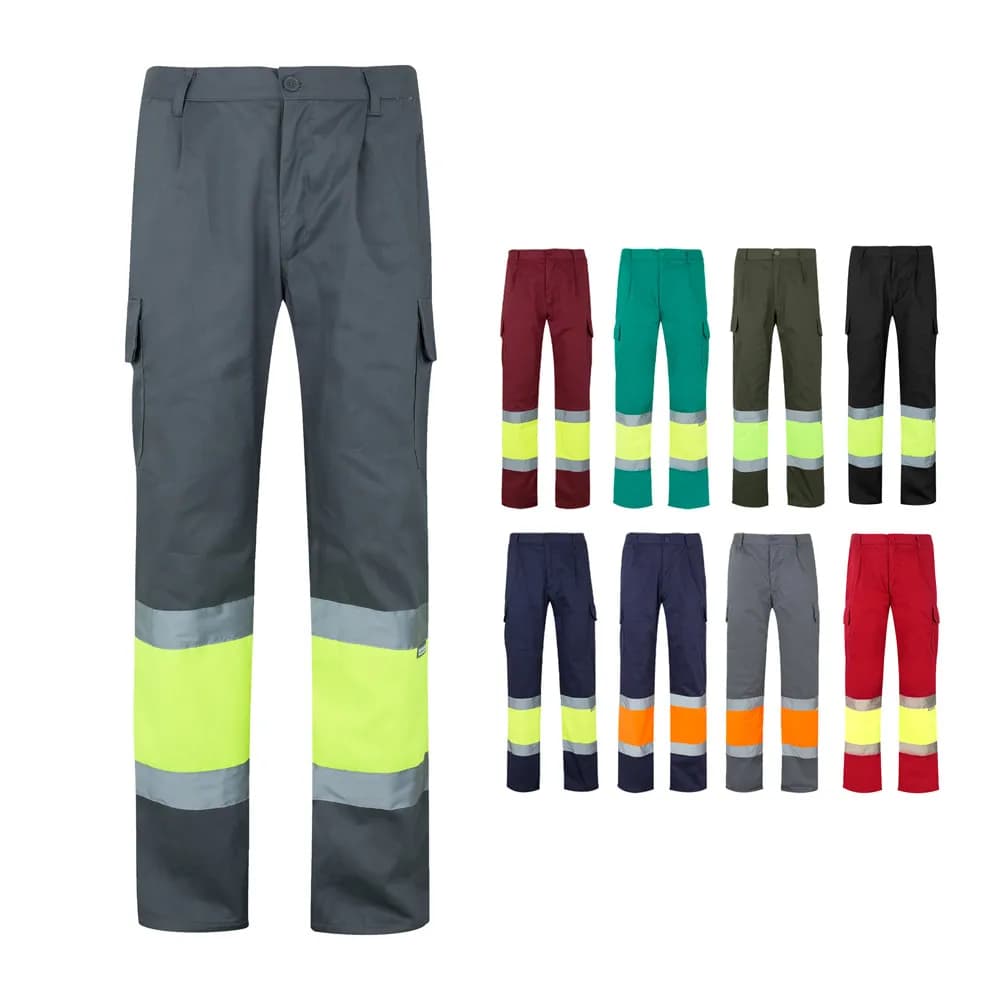 Zweifarbige Hose aus Twill (210 g/m²), gefüttert, mit mehreren Taschen, aus Baumwolle (20%) und Polyester (80%) - VL ATHENA - Schwarz