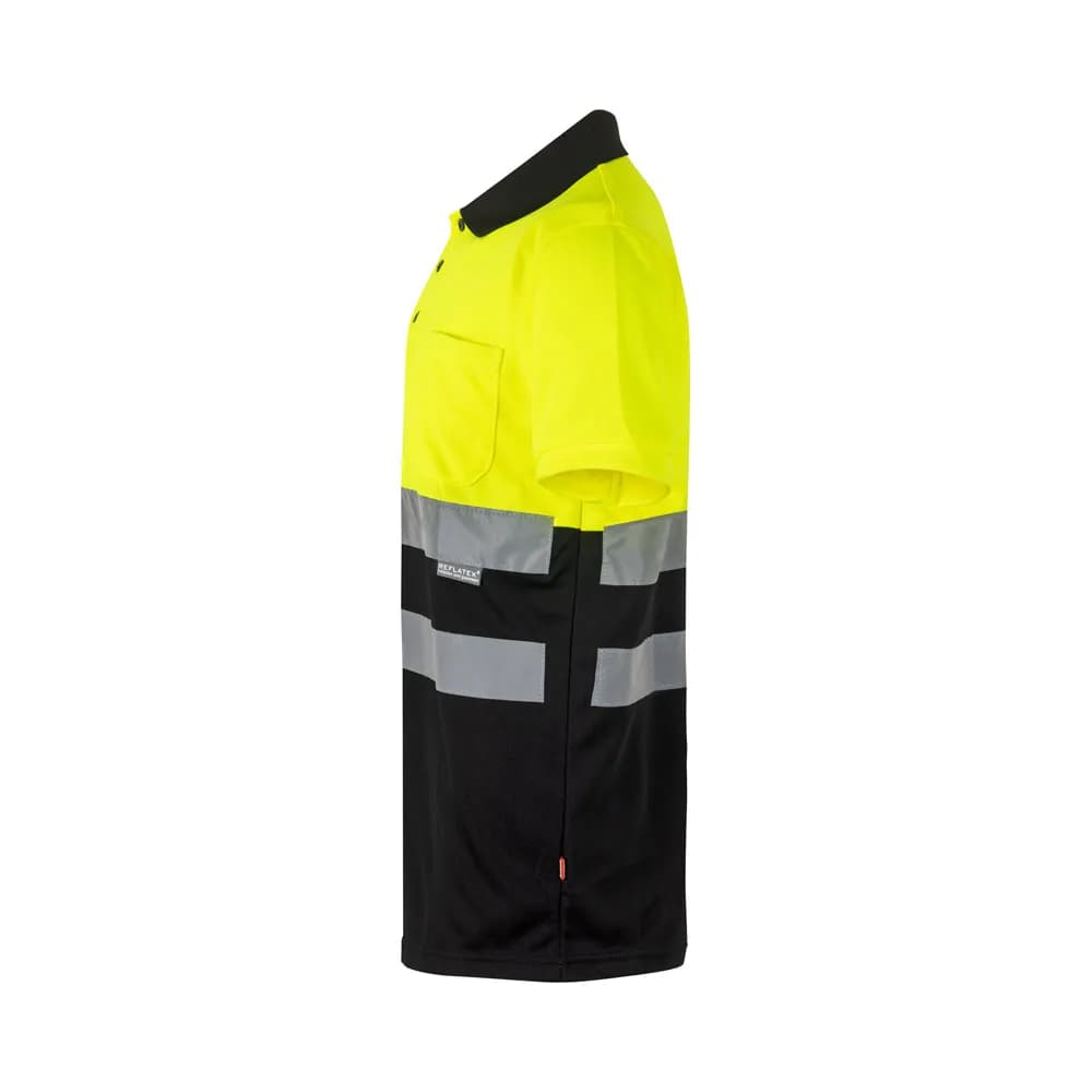 Zweifarbiges Poloshirt im Bird-Eye-Design (160g/m²) mit kurzen Ärmeln, aus Polyester (100%) - VL CUPID - Schwarz