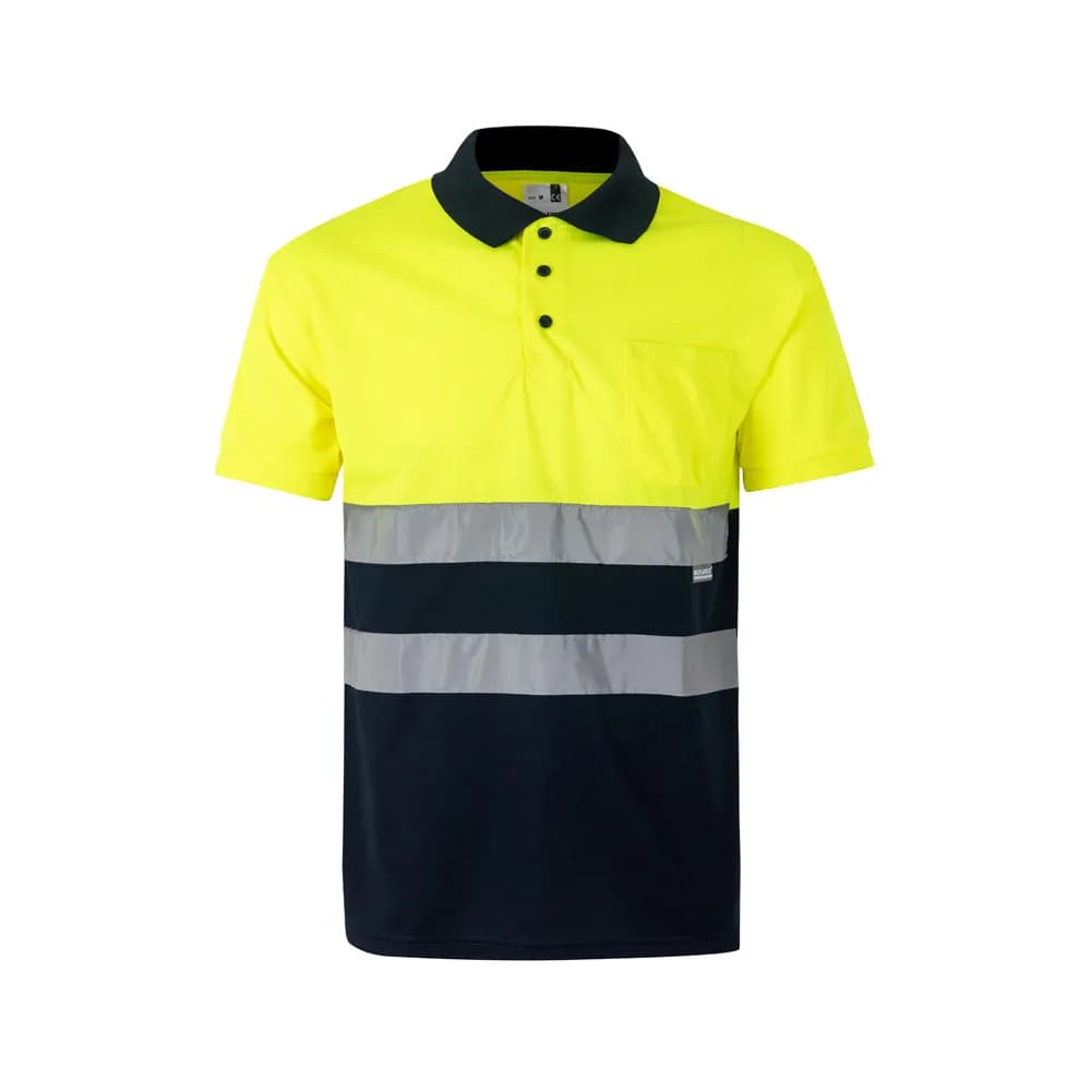 Zweifarbiges Poloshirt im Bird-Eye-Design (160g/m²) mit kurzen Ärmeln, aus Polyester (100%) - VL CUPID LARGE - Marineblau