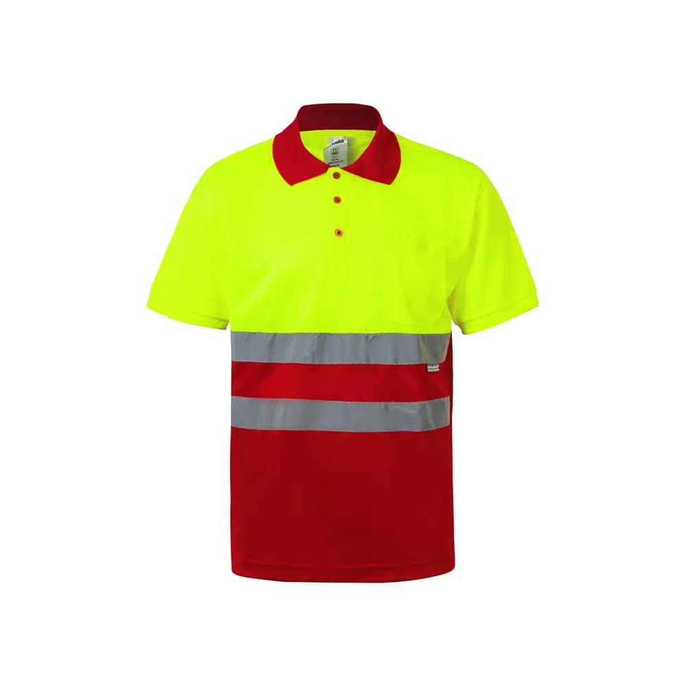Zweifarbiges Poloshirt im Bird-Eye-Design (160g/m²) mit kurzen Ärmeln, aus Polyester (100%) - VL CUPID LARGE - Rot