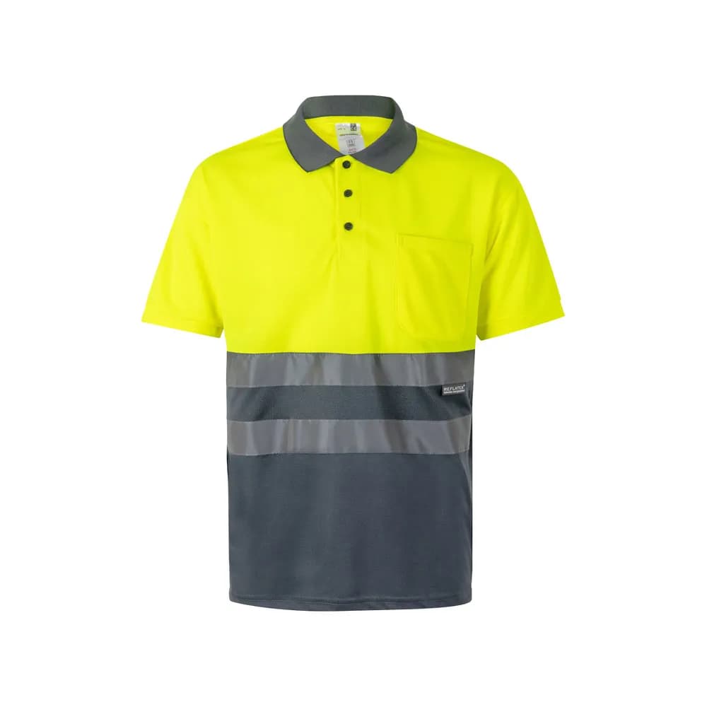 Zweifarbiges Poloshirt im Bird-Eye-Design (160g/m²) mit kurzen Ärmeln, aus Polyester (100%) - VL CUPID - Grau