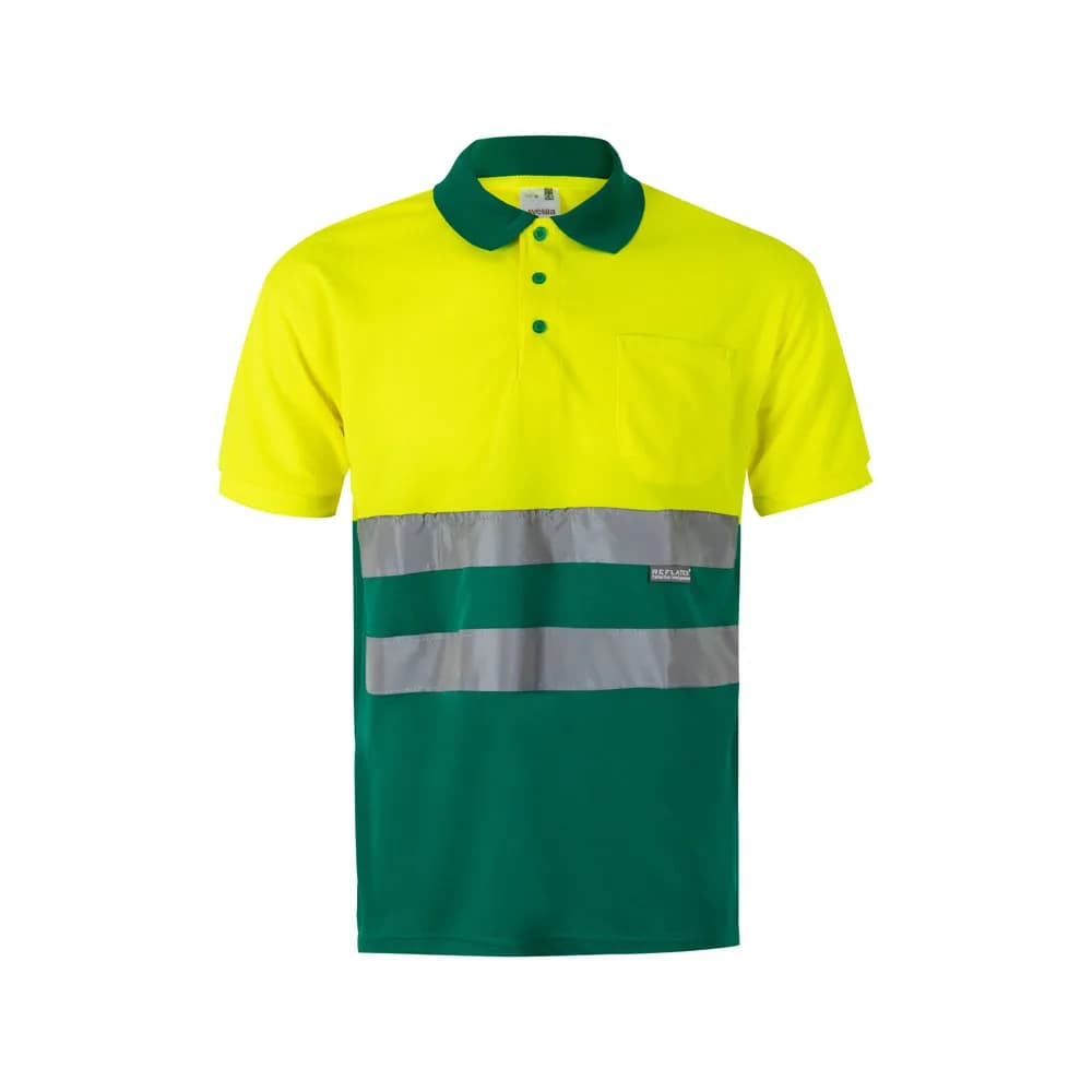 Zweifarbiges Poloshirt im Bird-Eye-Design (160g/m²) mit kurzen Ärmeln, aus Polyester (100%) - VL CUPID LARGE - Grün