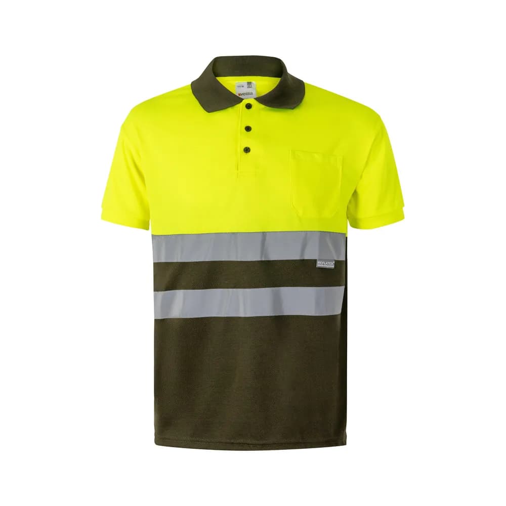 Zweifarbiges Poloshirt im Bird-Eye-Design (160g/m²) mit kurzen Ärmeln, aus Polyester (100%) - VL CUPID - Khaki