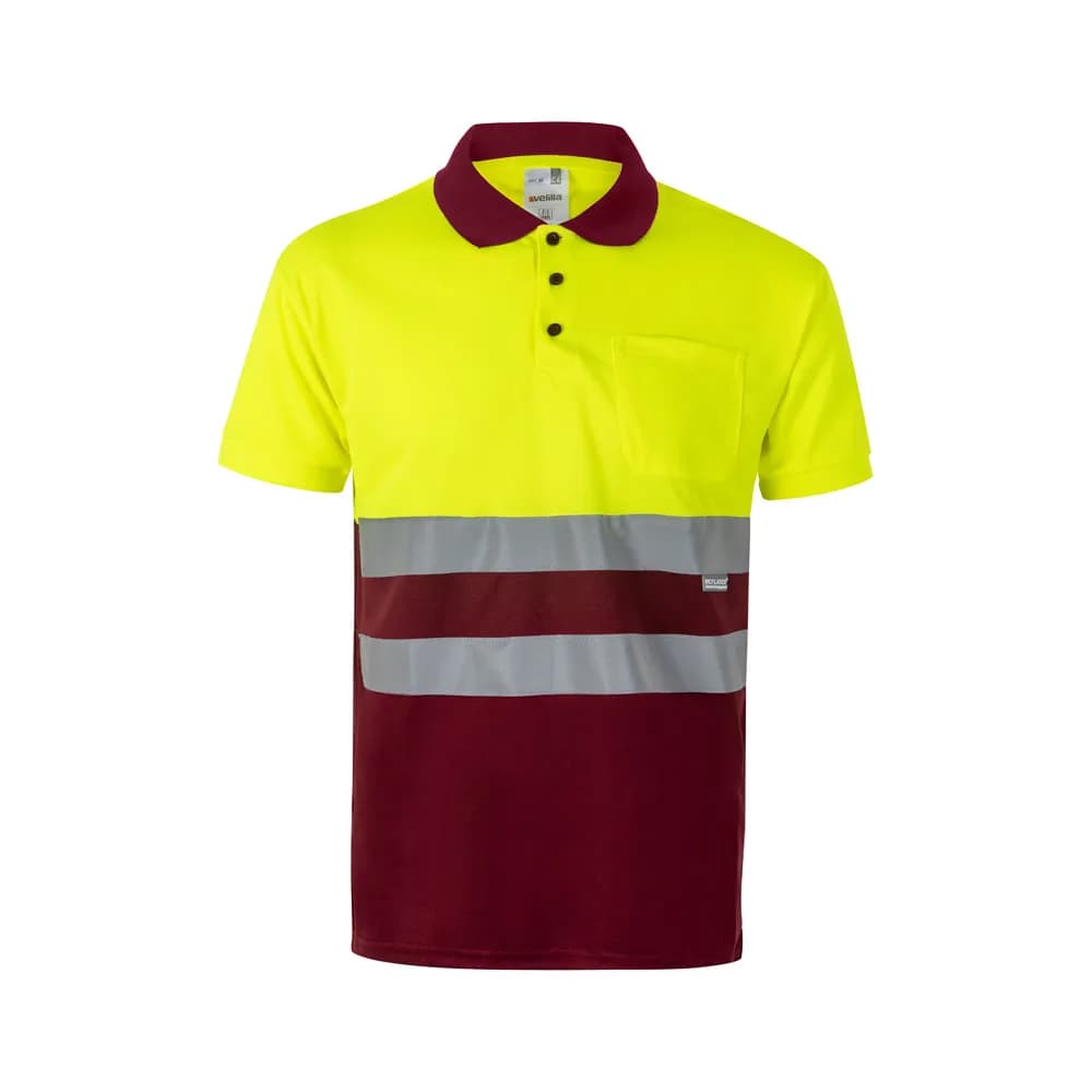 Zweifarbiges Poloshirt im Bird-Eye-Design (160g/m²) mit kurzen Ärmeln, aus Polyester (100%) - VL CUPID - Burgunder