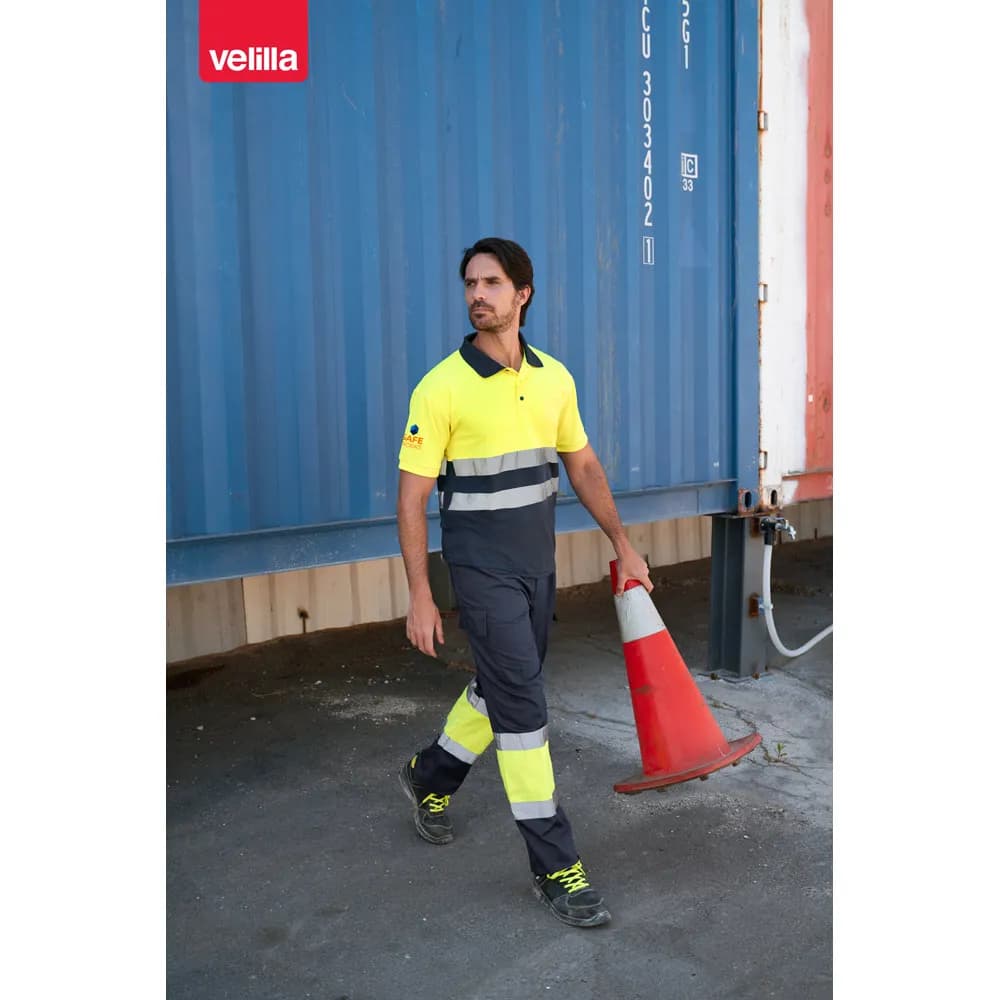 Zweifarbiges Poloshirt im Bird-Eye-Design (160g/m²) mit kurzen Ärmeln, aus Polyester (100%) - VL CUPID - Schwarz