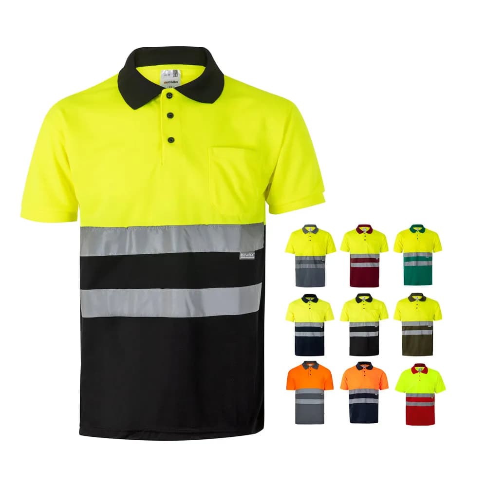Zweifarbiges Poloshirt im Bird-Eye-Design (160g/m²) mit kurzen Ärmeln, aus Polyester (100%) - VL CUPID - Schwarz