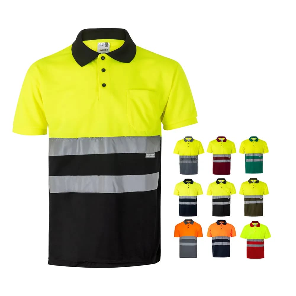 Zweifarbiges Poloshirt im Bird-Eye-Design (160g/m²) mit kurzen Ärmeln, aus Polyester (100%) - VL CUPID LARGE - Schwarz