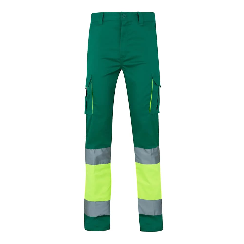 Zweifarbige Stretch-Hose mit mehreren Taschen (240 g/m²), aus Baumwolle (46 %), EME (38 %) und Polyester (16 %) - VL ZEUS - Grün