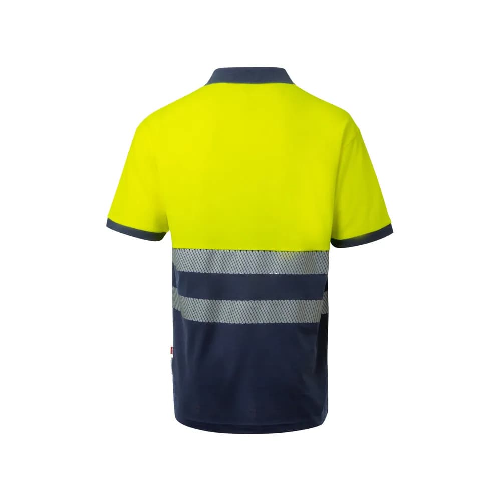 Zweifarbiges Piqué-Poloshirt (150g/m²) mit kurzen Ärmeln, aus Baumwolle (55%) und Polyester (45%) - VL ACHELOUS - Marineblau